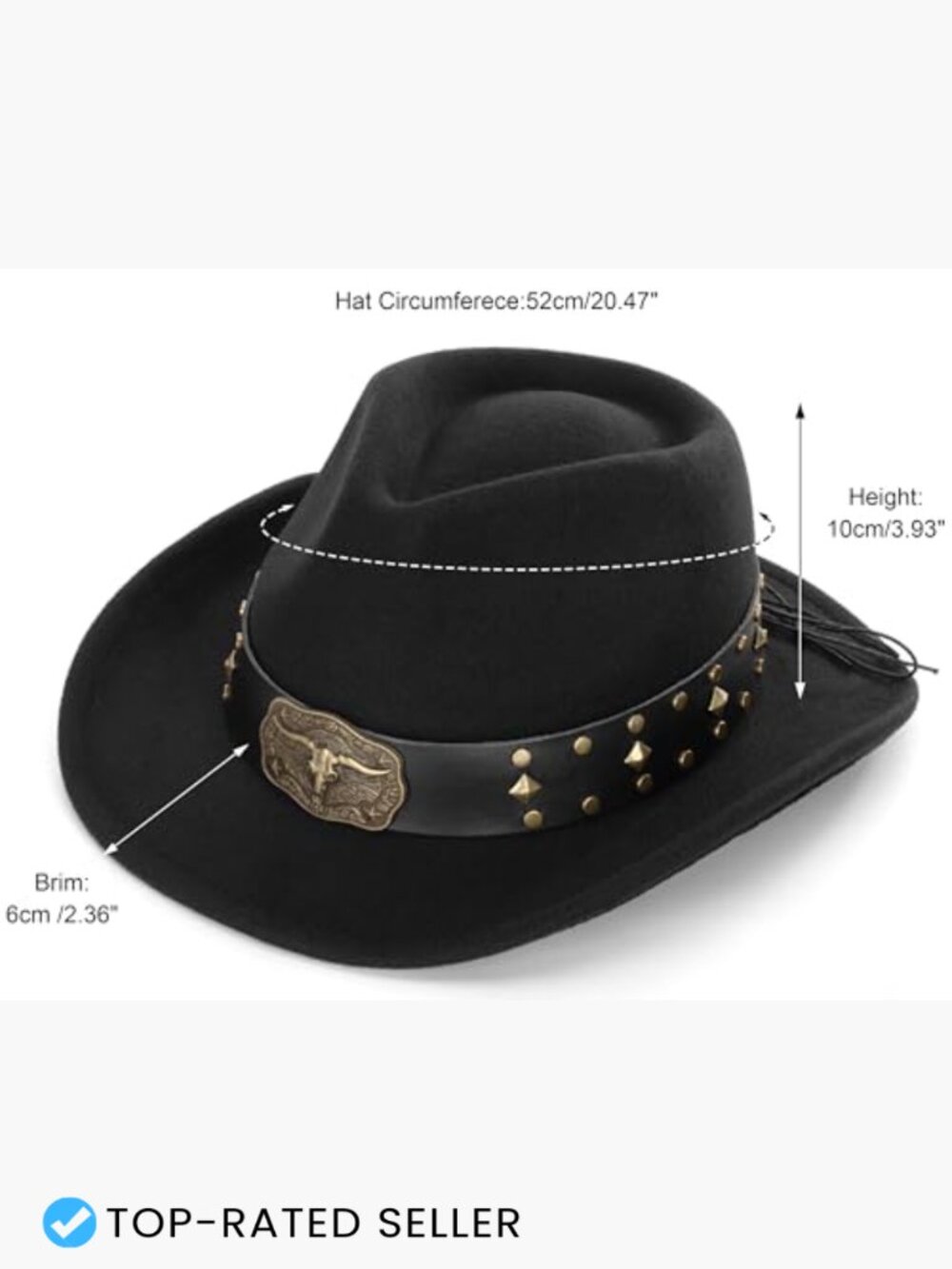 Kids Western Cowboy Hat Felt Fedora Adjustable Strap - Picture 3 of 5